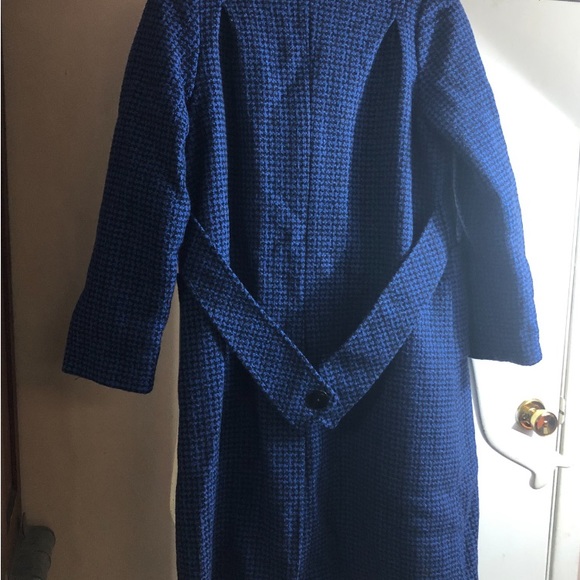 Vintage 1960s Rothschild Wool Women's Coat royal blue/black checkered USA made - Picture 12 of 14